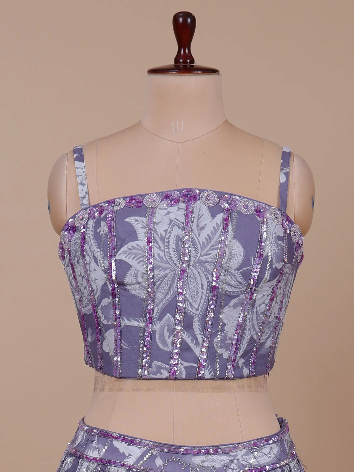 MyFashion KLS-2786 Dusty Purple Floral Crepe Silk Lehenga With Pearl Work