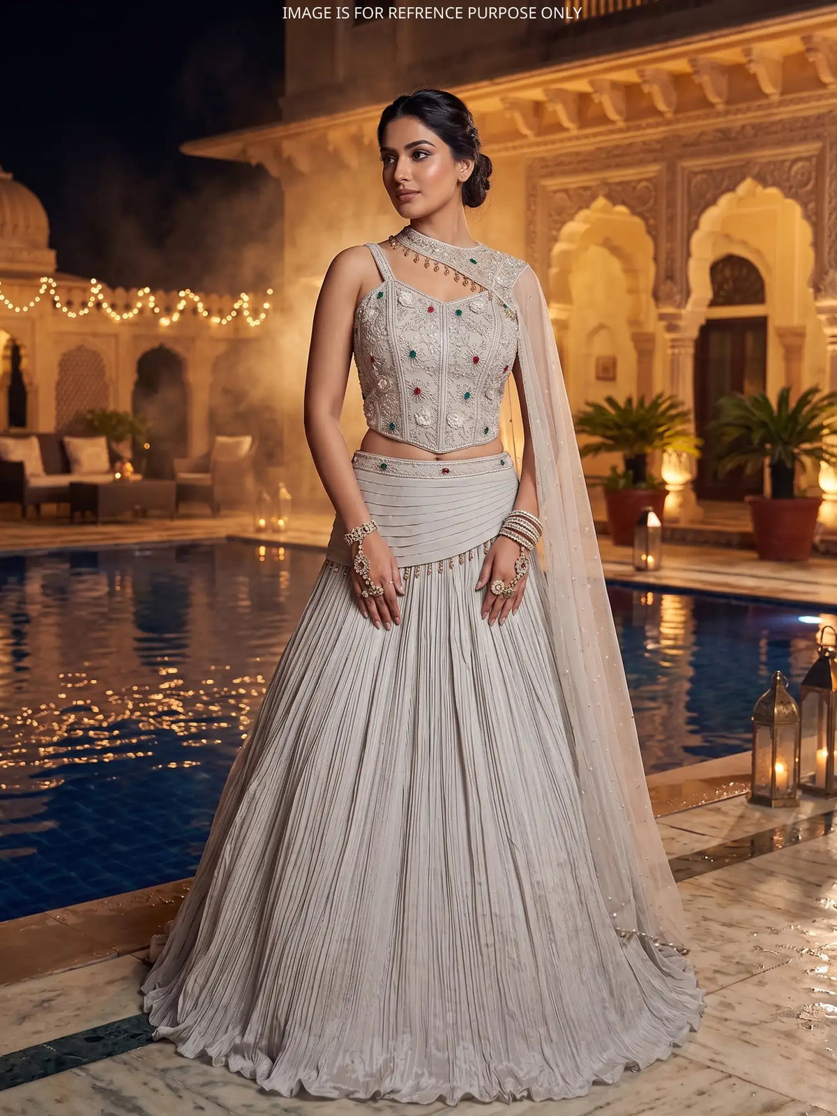 MyFashion -KLS-2850 Premium Grey Party Wear Lehenga With Pearl Embroidery Work