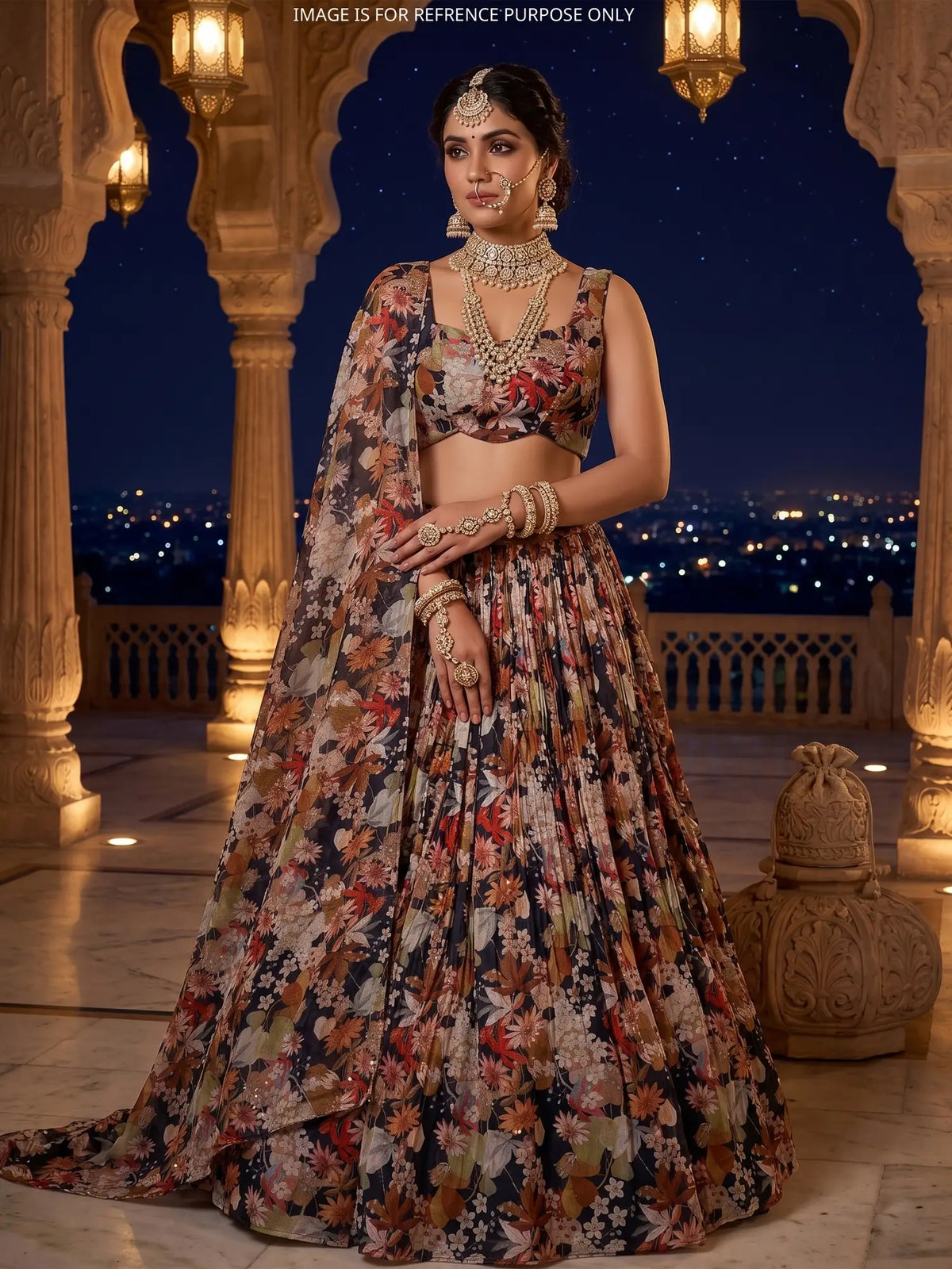 MyFashion KLS-2782 Multi Color Crepe Silk Lehenga With Diamond Work at Best Price