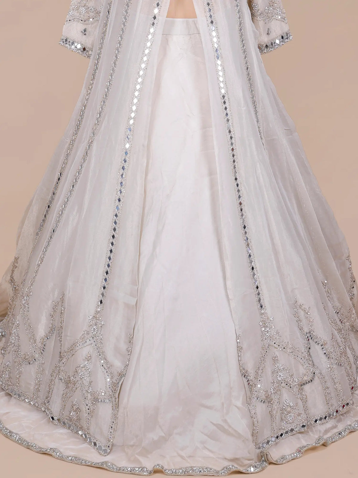 MyFashion -KLS-2825 Trending Off White Shimmer Indo Western Lehenga With Resham Work