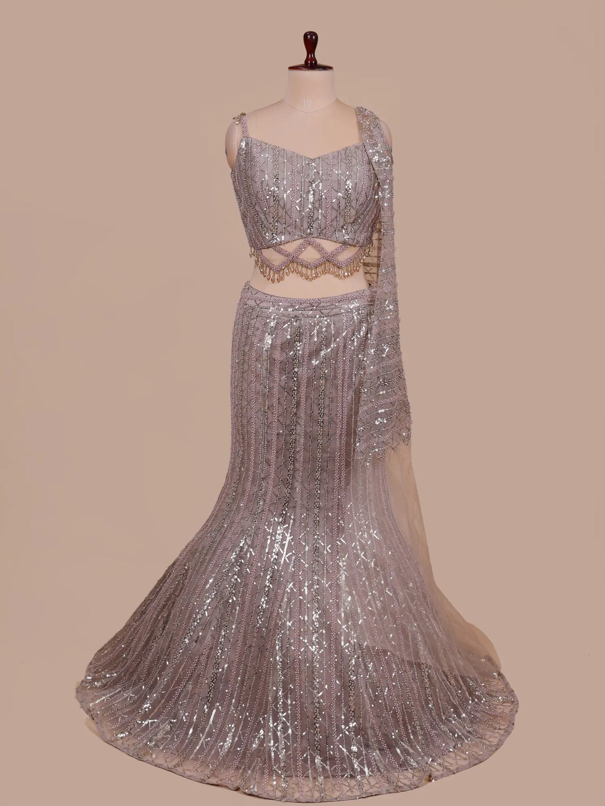 MyFashion -KLS-2811 Onion Pink Fish Cut Lehenga with Beads Work for Wedding Wear