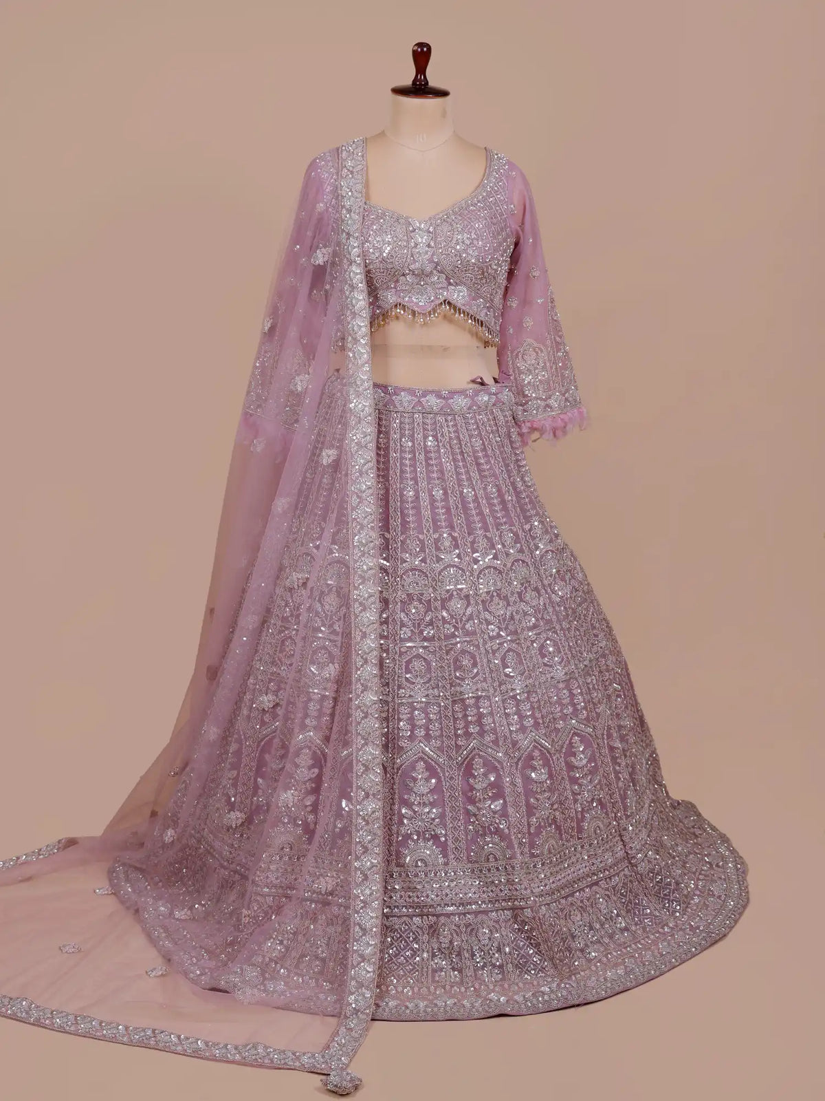 MyFashion -KLS-2848 Trendy Pink Lehenga Choli With Sequins And Feather Work