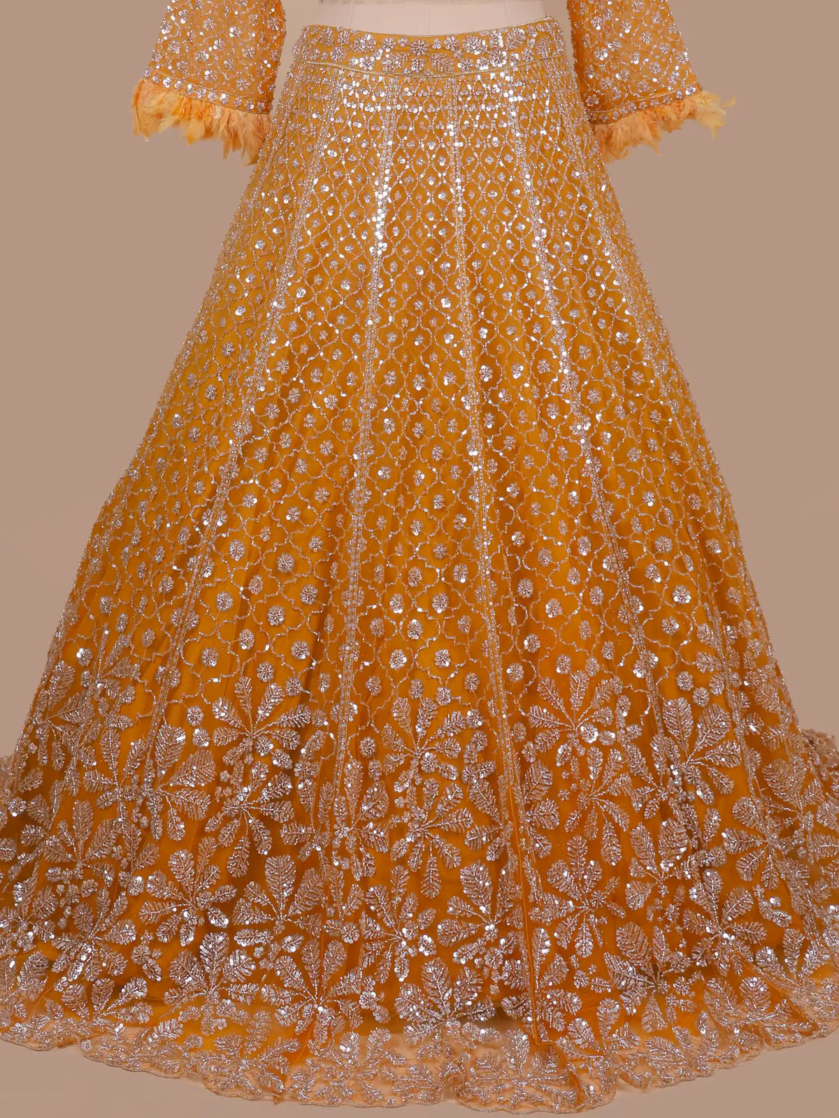 MyFashion KLS-2800 Exclusive Orange Net Lehenga With Designer Work For Weddings