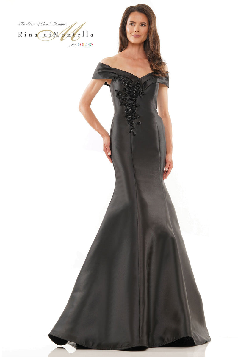 Rina Di Montella Embellished Off-Shoulder Mermaid Dress -RD2602