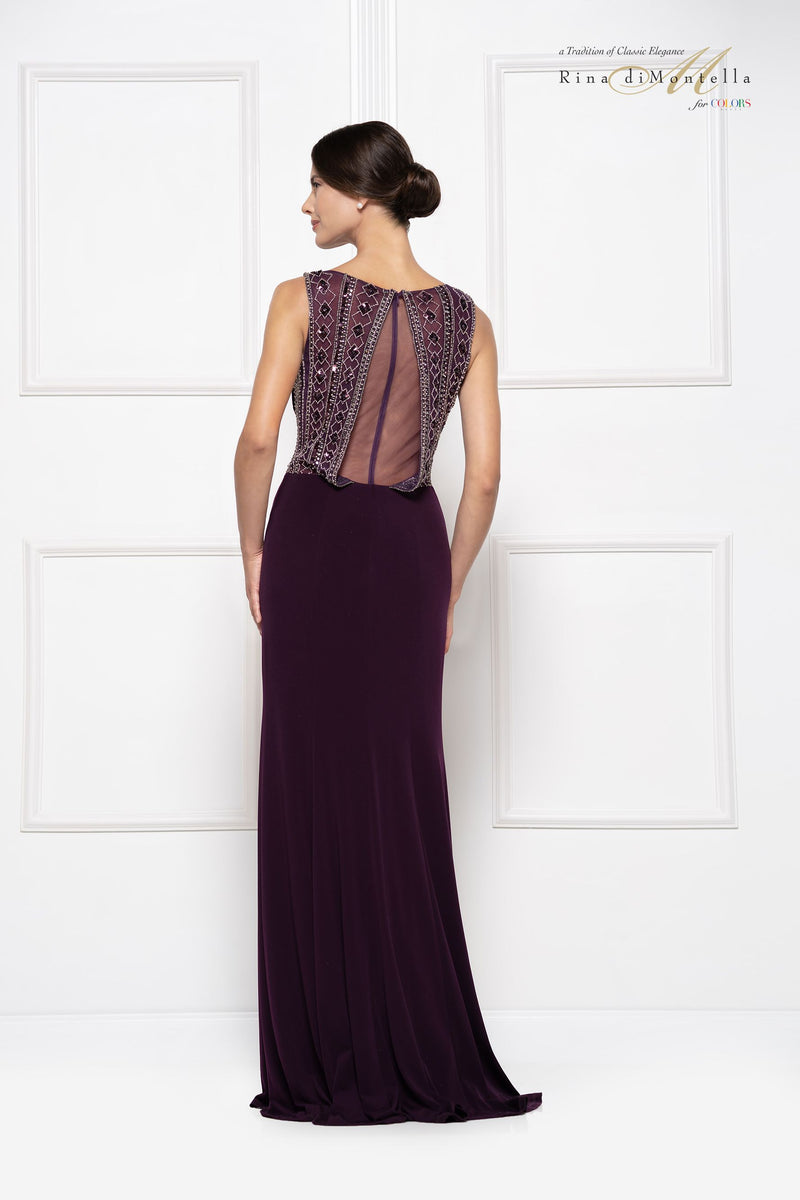 Rina Di Montella High Neck Jersey Gown -RD2609