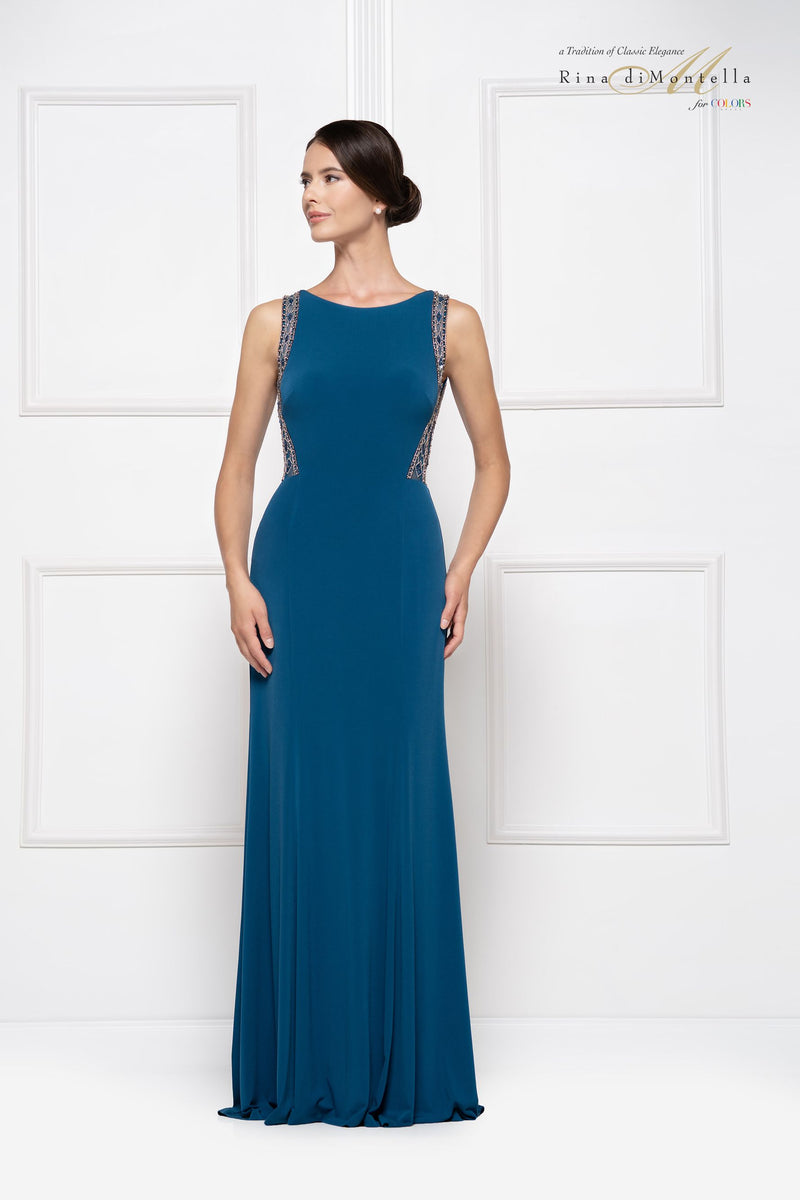 Rina Di Montella High Neck Jersey Gown -RD2609