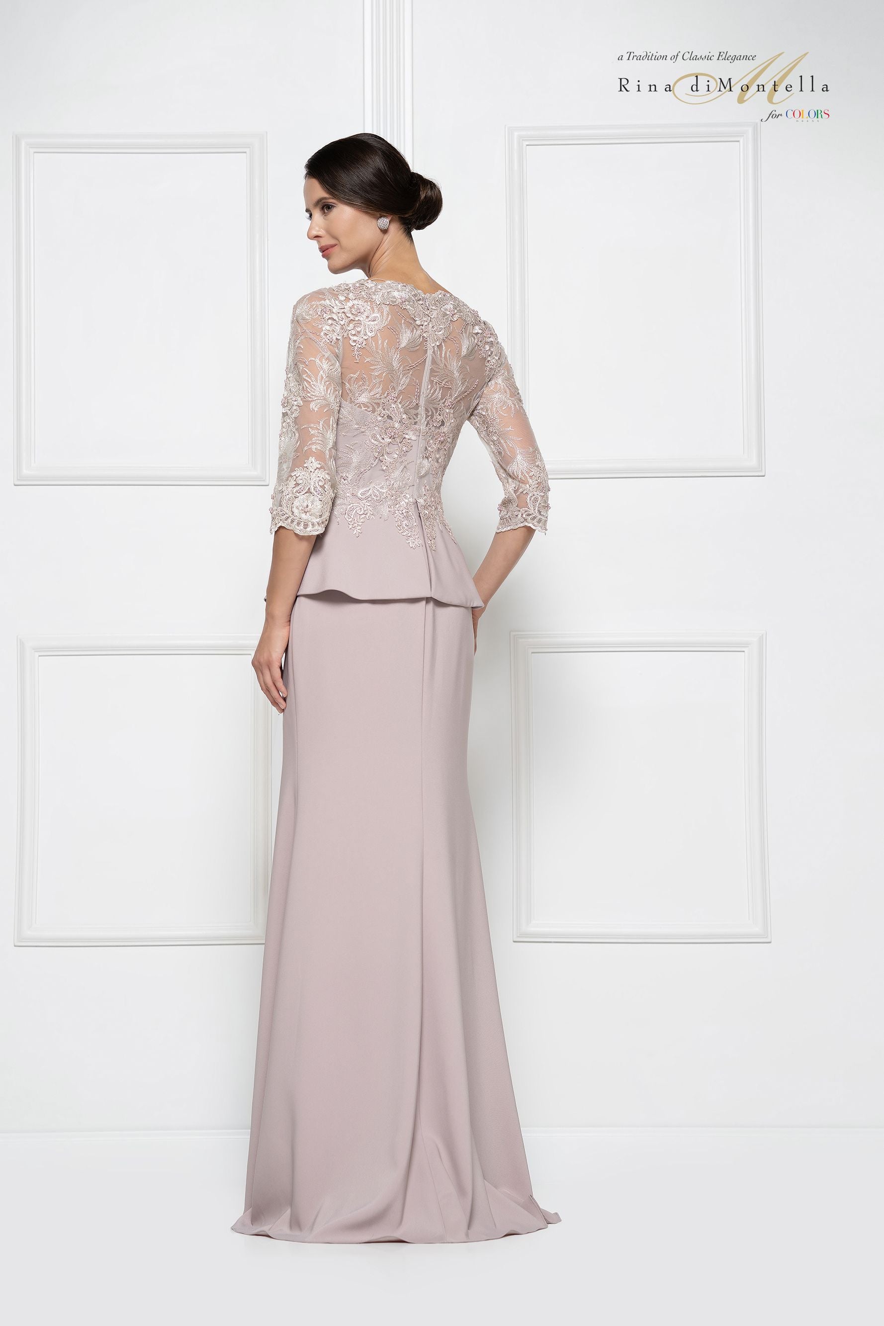 Rina Di Montella -RD2685-1 Embroidered Bodice Peplum Dress