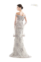 Rina Di Montella Off Shoulder Beaded Lace Mermaid Gown -RD2711