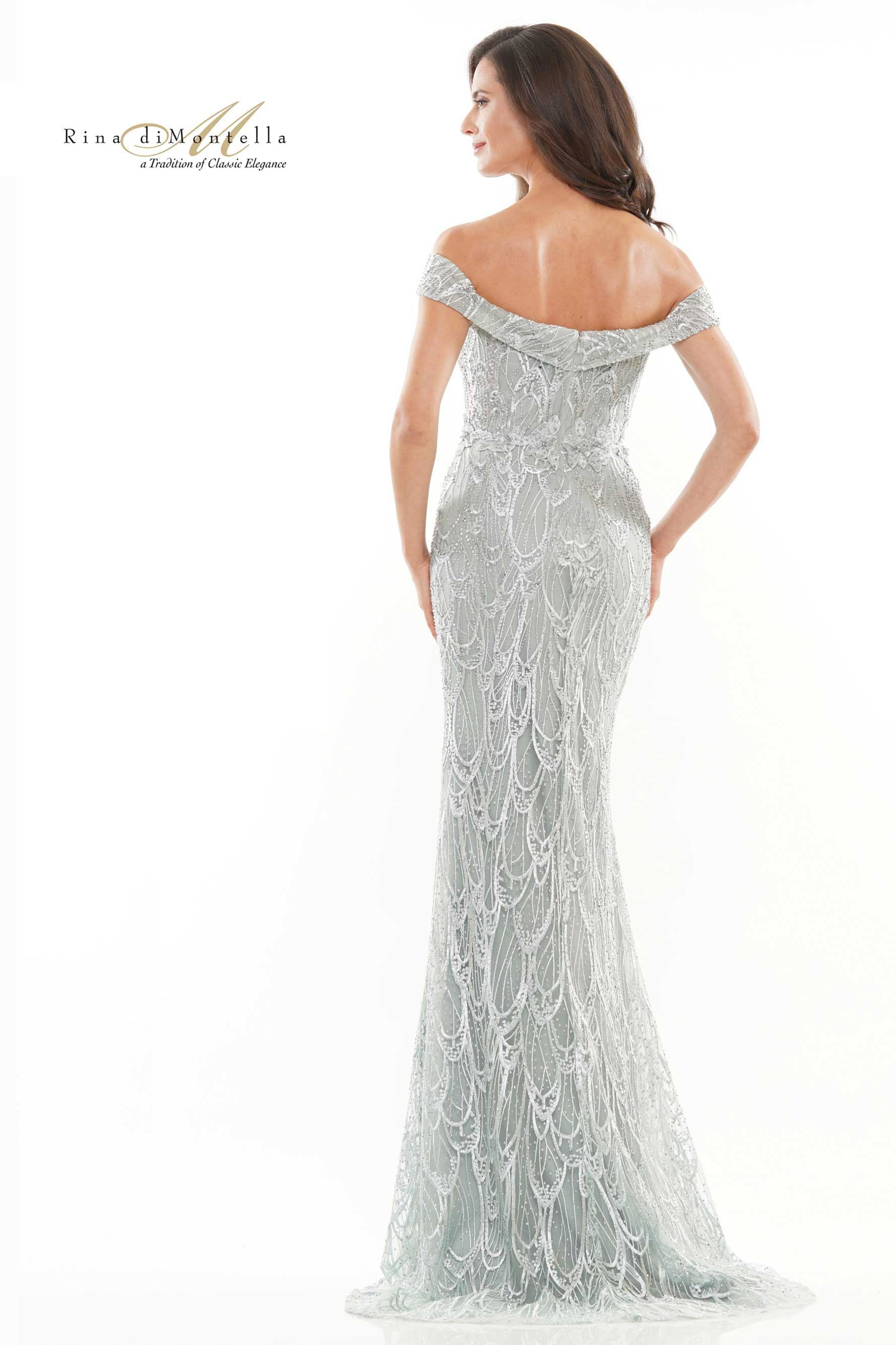 Rina Di Montella -RD2739-1 Embellished Off Shoulder Gown