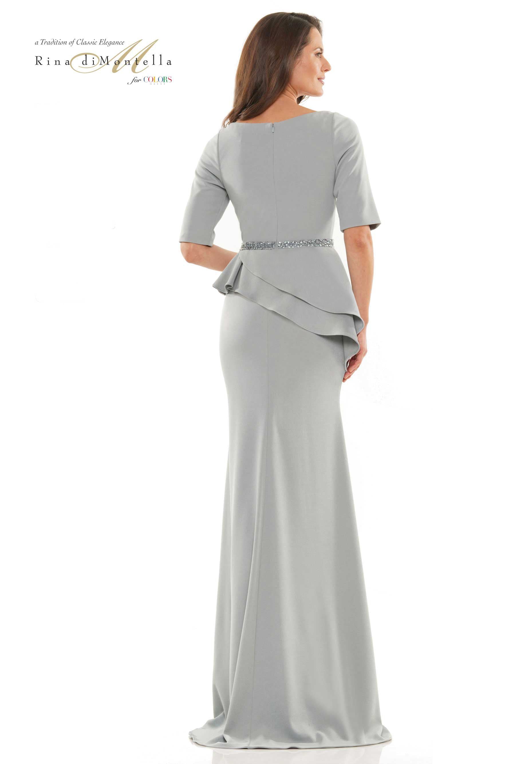 Rina Di Montella -RD2761-1 Sleeves Square Neck Column Dress