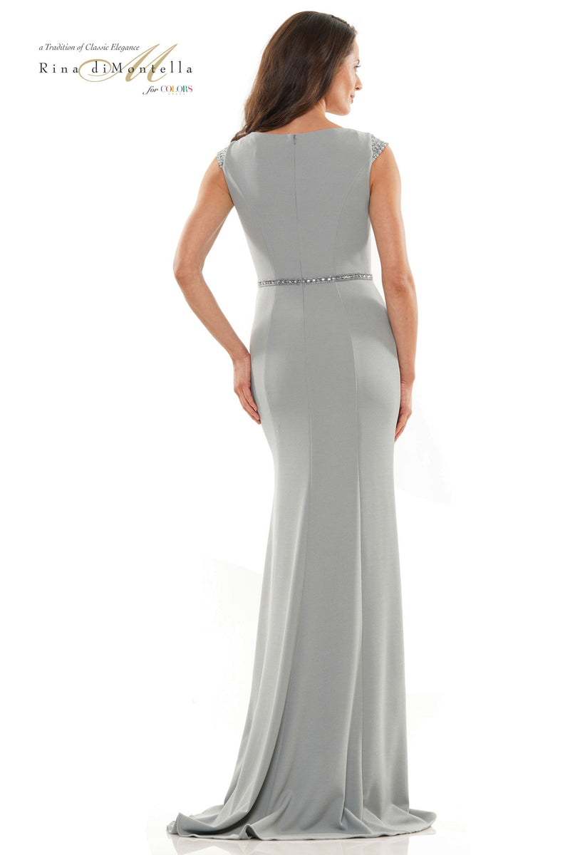 Rina Di Montella Cap Sleeve Square Neck Column Dress -RD2762