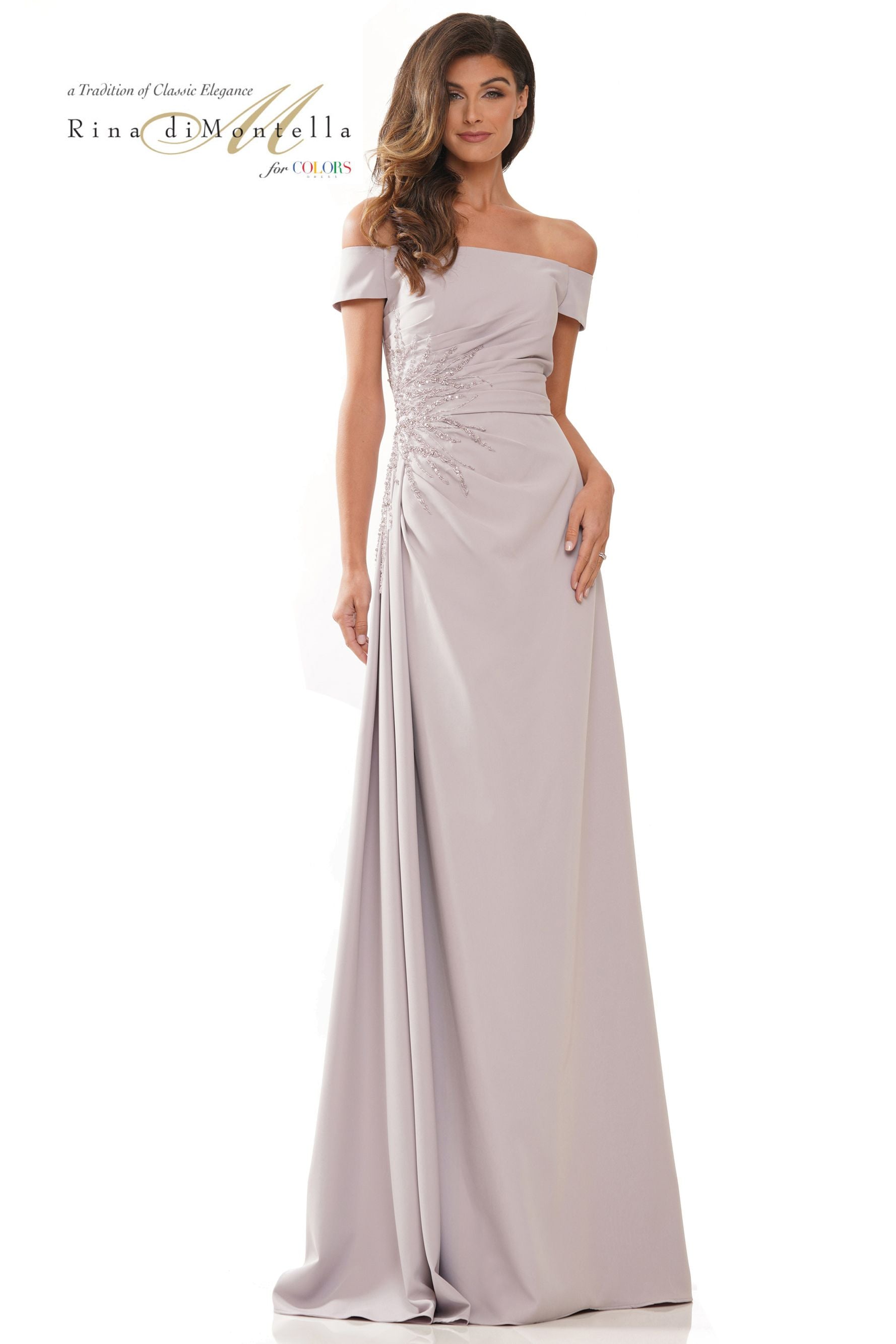 Rina Di Montella Off Shoulder Column dress -RD2806