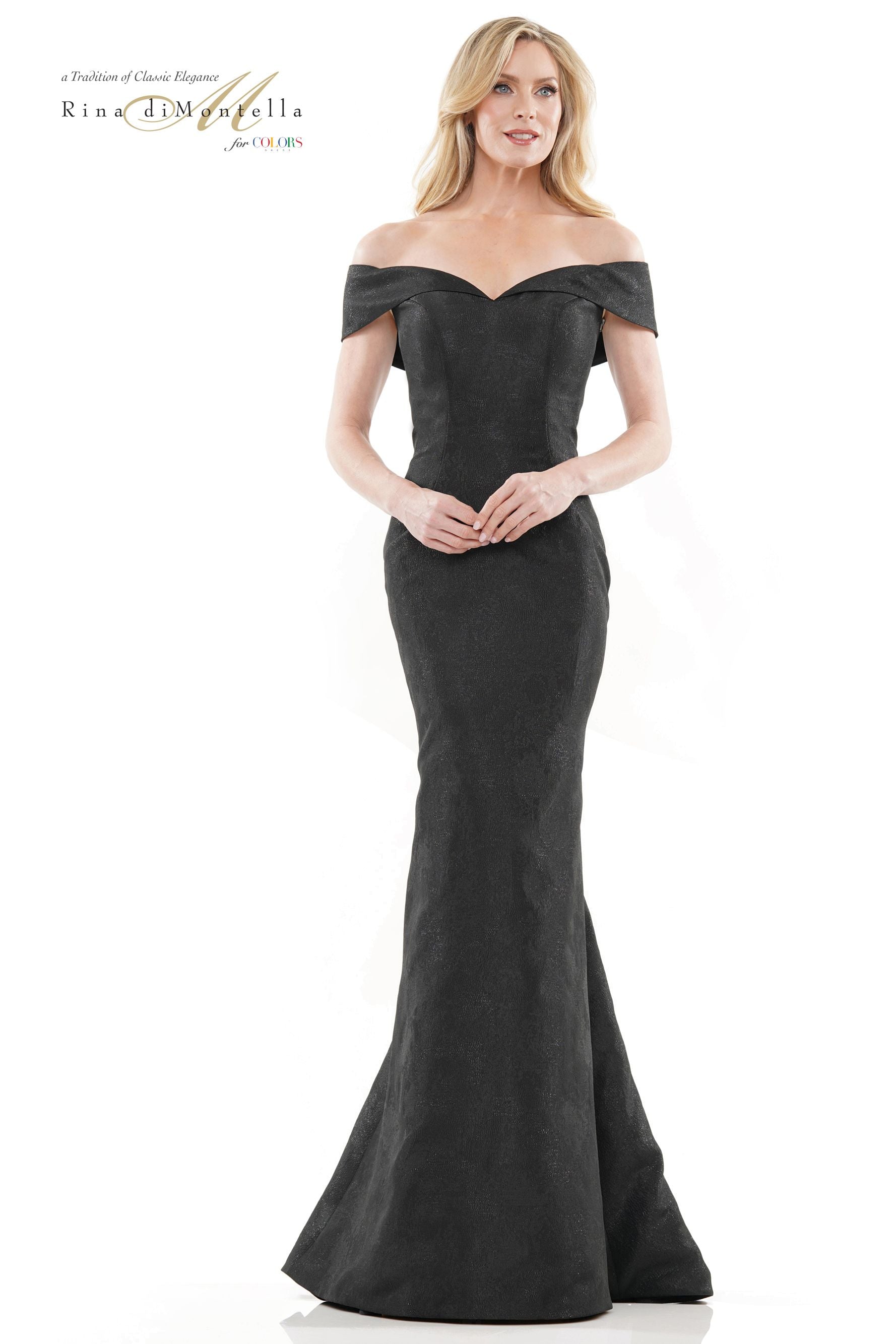 Rina Di Montella Fitted Strapless Off The Shoulder Long Dress -RD2937