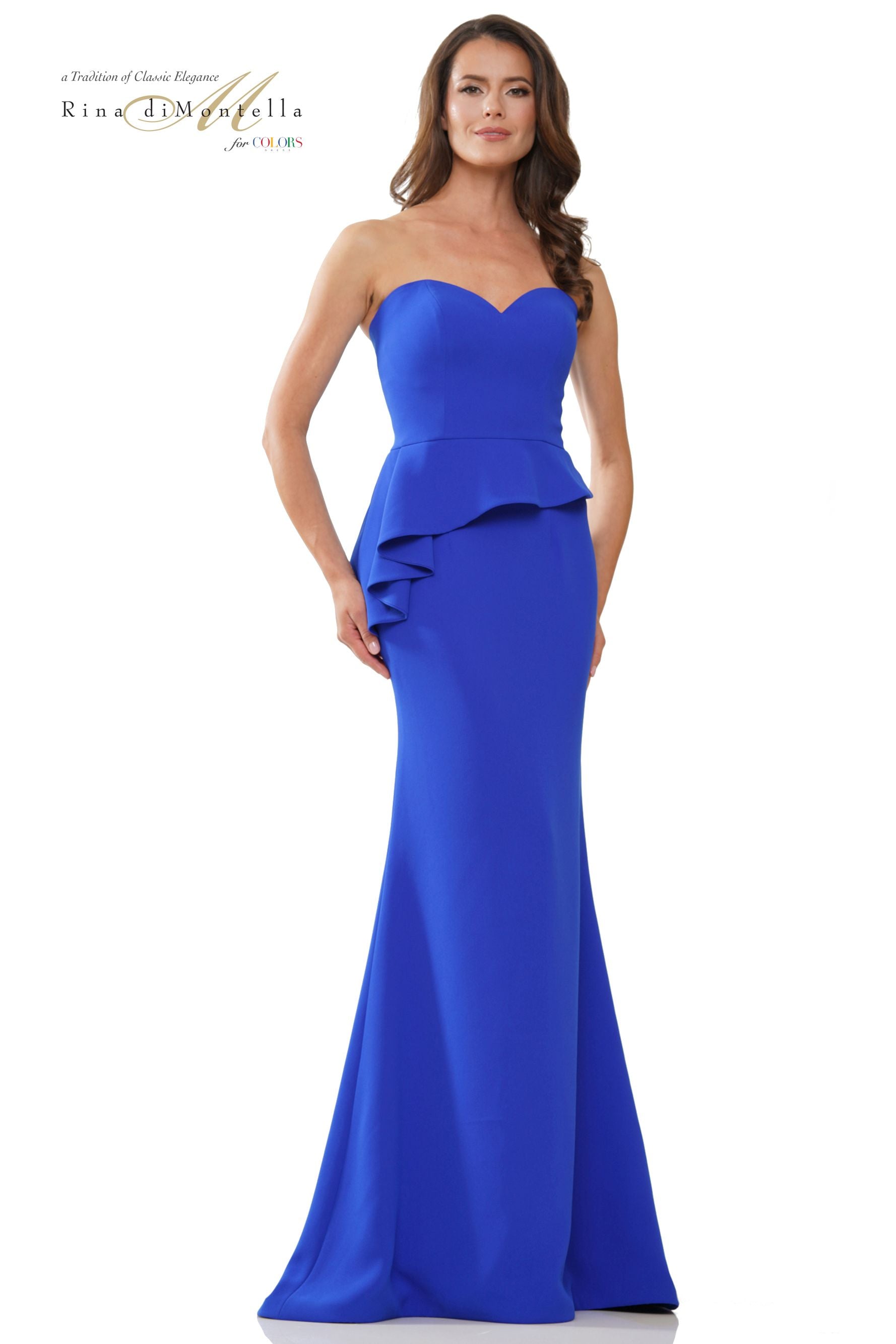 Rina Di Montella Fitted Crepe Sweetheart Long Dress -RD2948