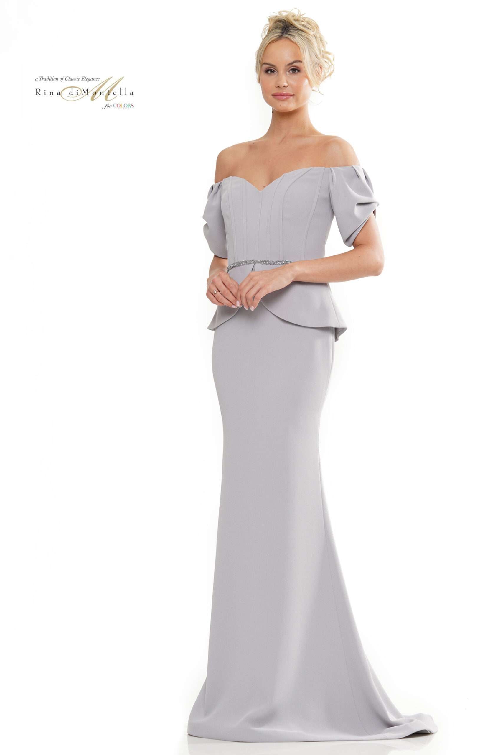 Rina Di Montella -RD2965 Tulip Sleeve Off Shoulder Dress