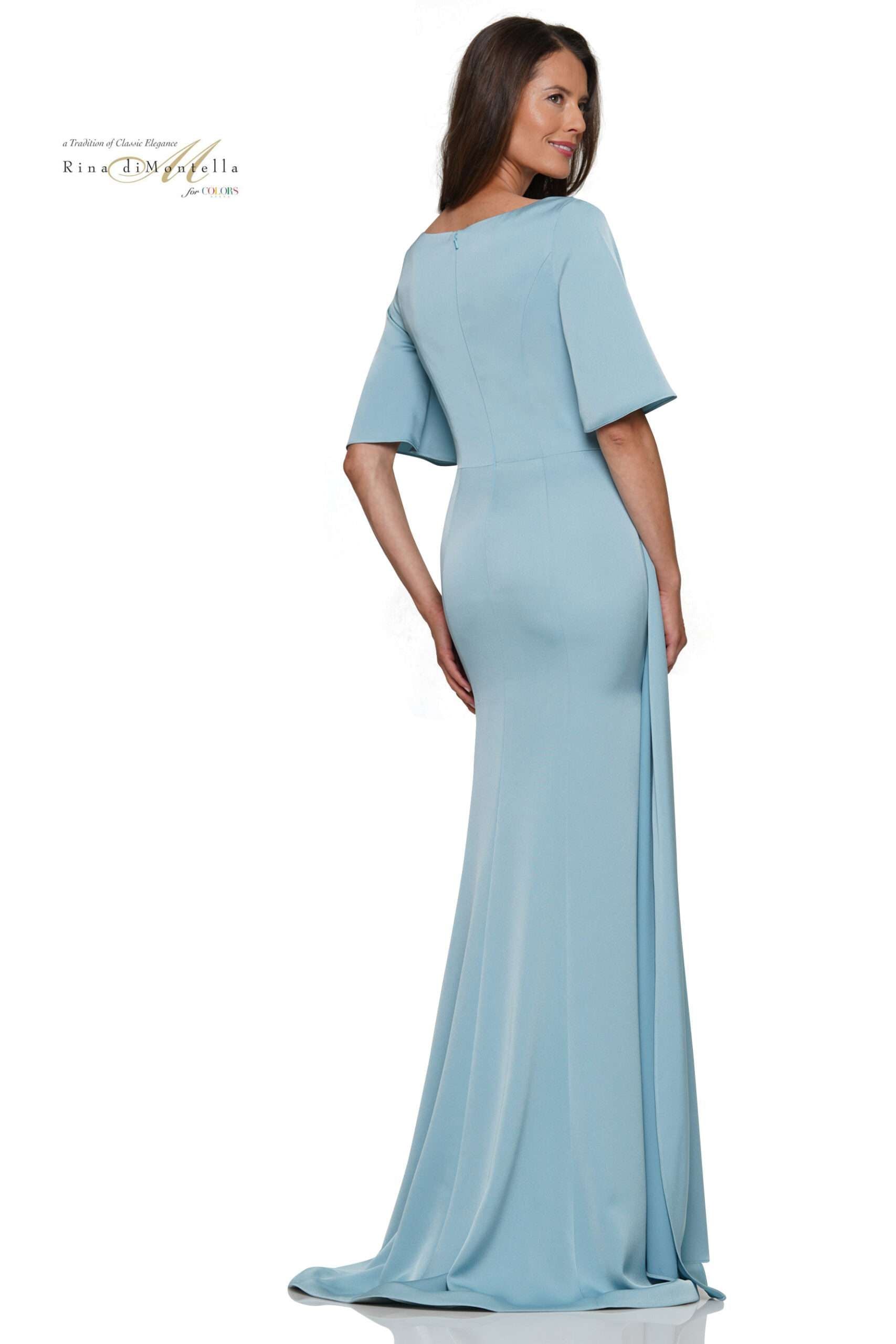 Rina Di Montella -RD2974 Bell Sleeve Ruched Dress