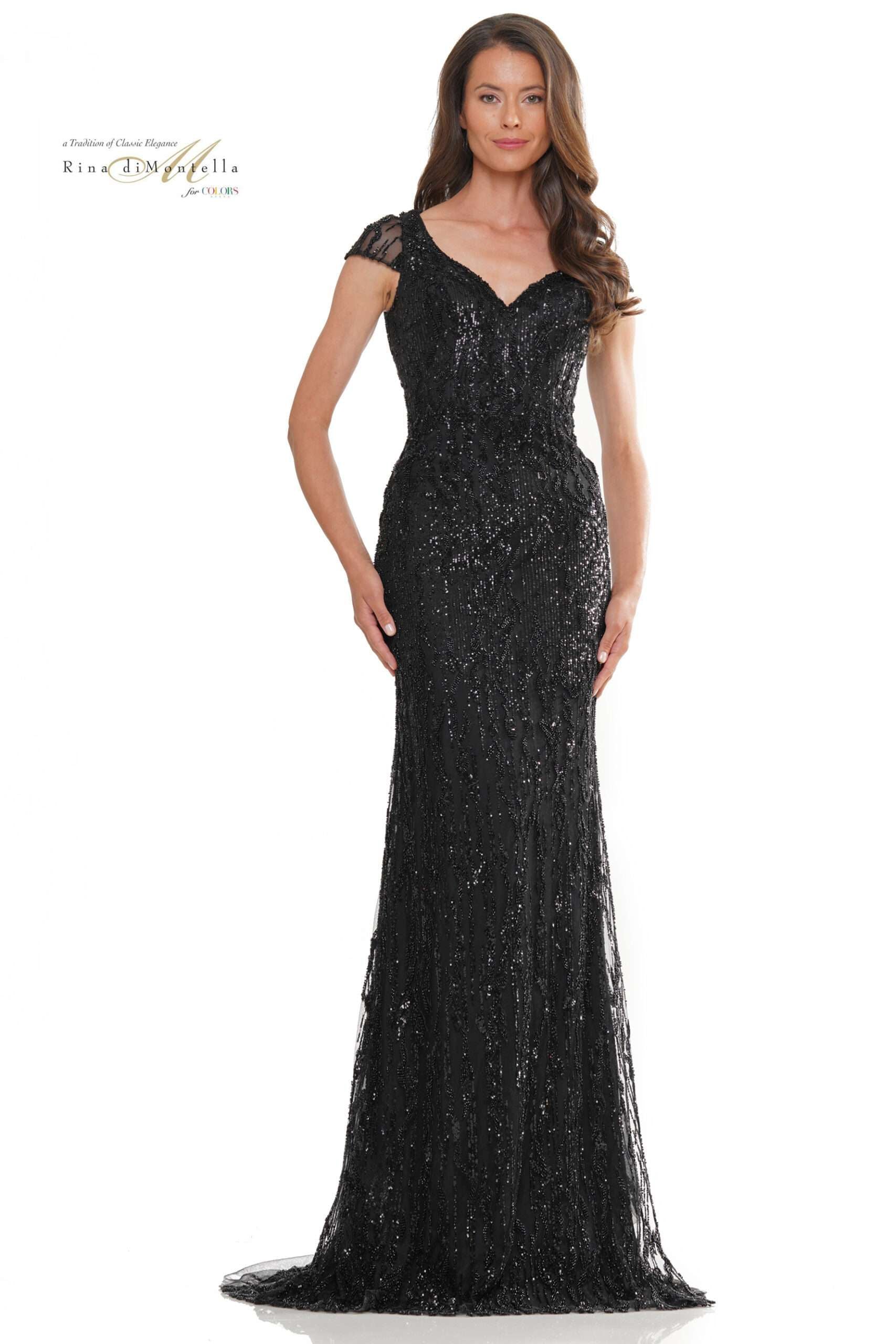 Rina Di Montella -RD2978 Glittery Sweetheart Neck Flare Gown