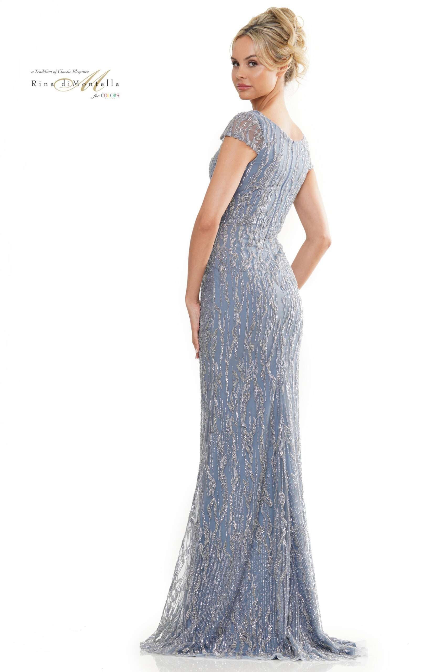 Rina Di Montella -RD2978 Glittery Sweetheart Neck Flare Gown