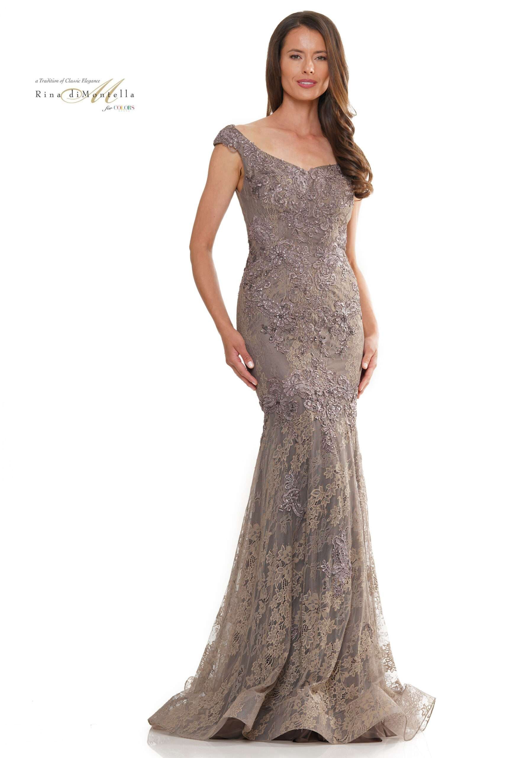 Rina Di Montella -RD2996 V-Neck Cap Sleeves Mermaid Dress