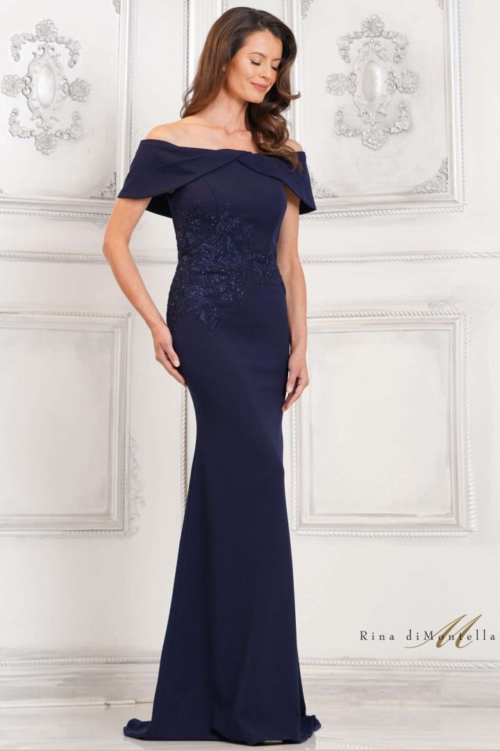 Clearance Sale Rina Di Montella -RD3114CL Embroidered Off Shoulder Evening Dress