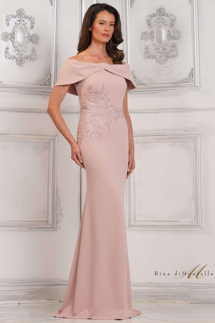 Clearance Sale Rina Di Montella -RD3114CL Embroidered Off Shoulder Evening Dress