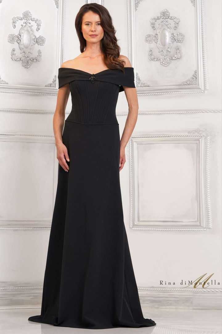 Rina Di Montella -RD3131 Off Shoulder Corset Evening Gown