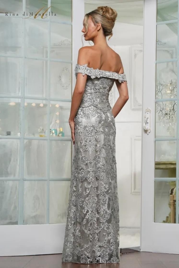 Rina Di Montella -RD3144-1 Sweetheart neckline Off Shoulder Lace Gown