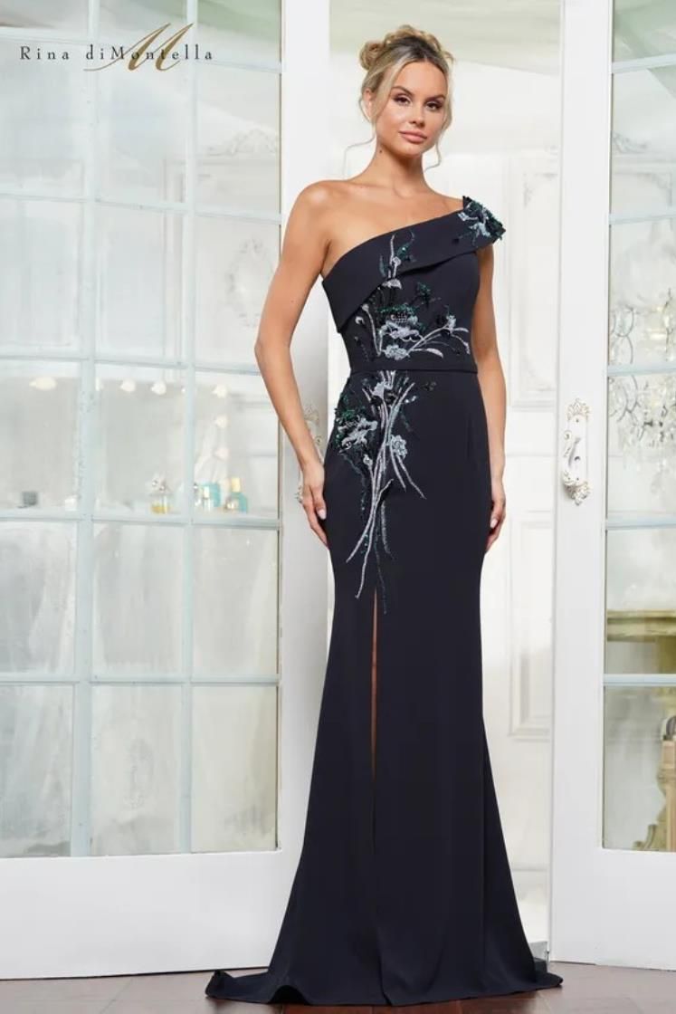 Rina Di Montella -RD3203-1 Beaded Embroidered Applique Gown