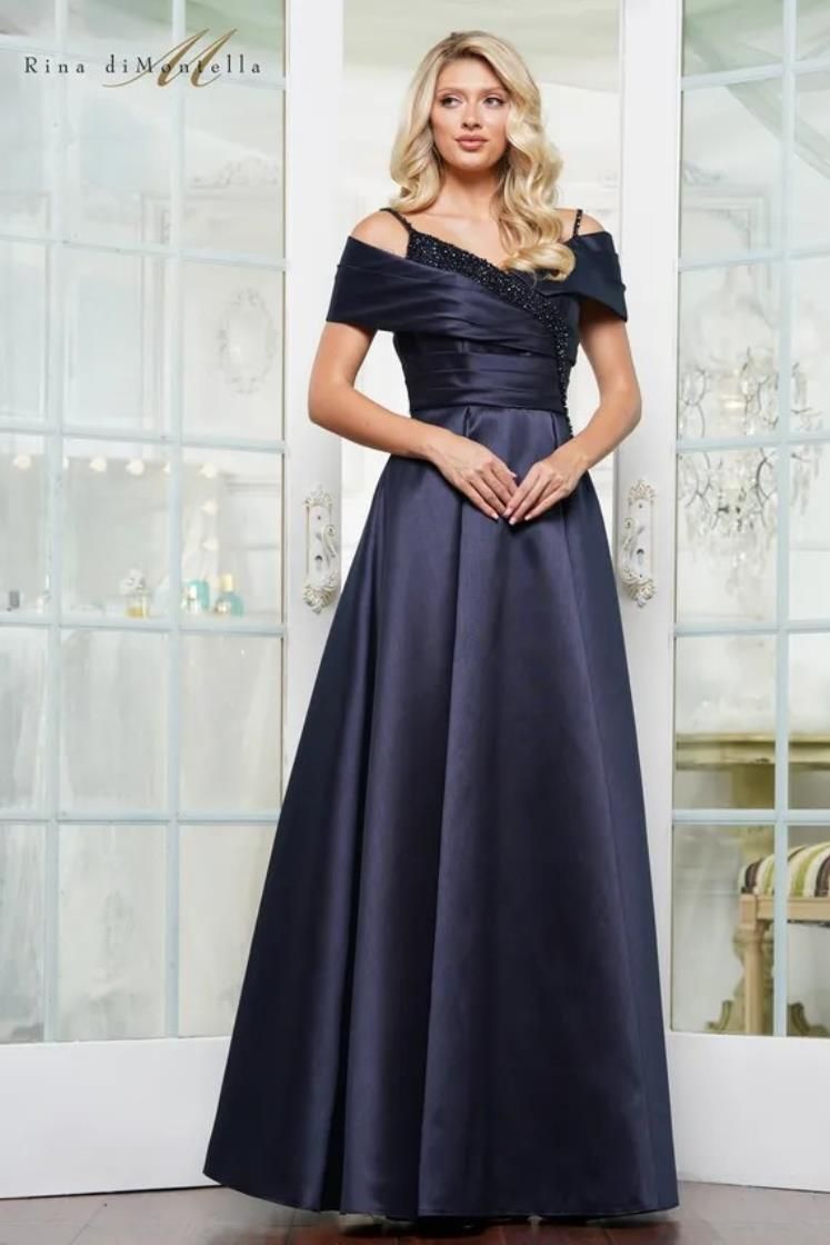 Rina Di Montella -RD3221-1 Off The Shoulder neckline Dupioni Gown