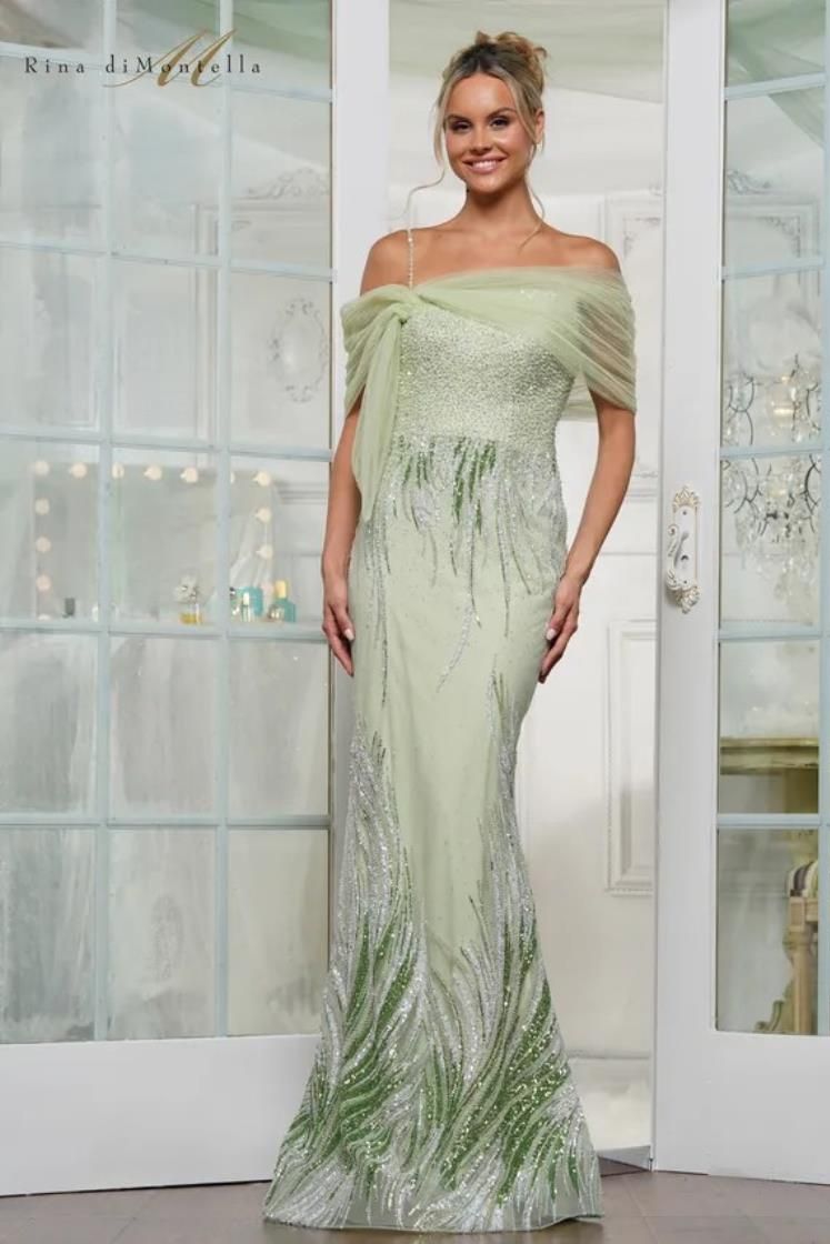 Rina Di Montella -RD3226-1 Sequined Organza Prom Gown