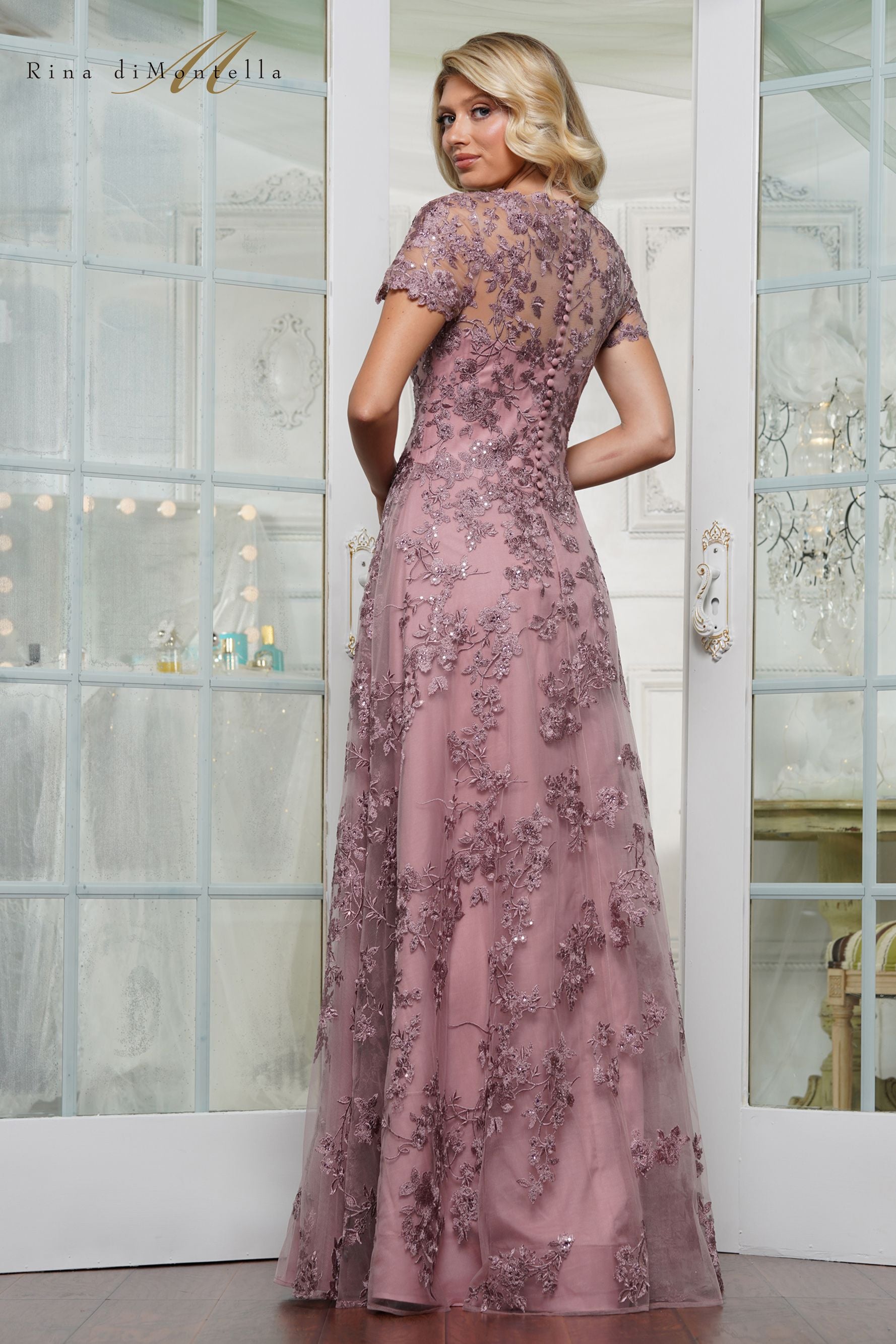 Rina Di Montella -RD3248 Beaded Illusion A-line Gown