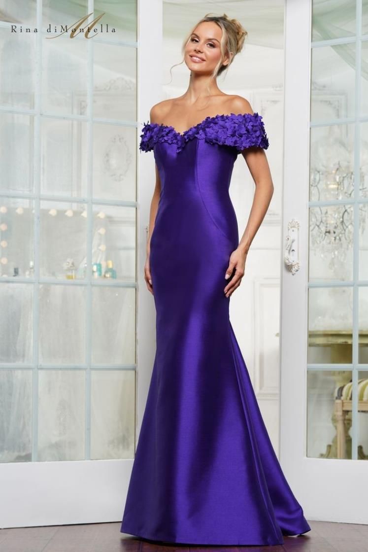 Rina Di Montella RD3254-1 Mikado Off-the-shoulder Mermaid Gown