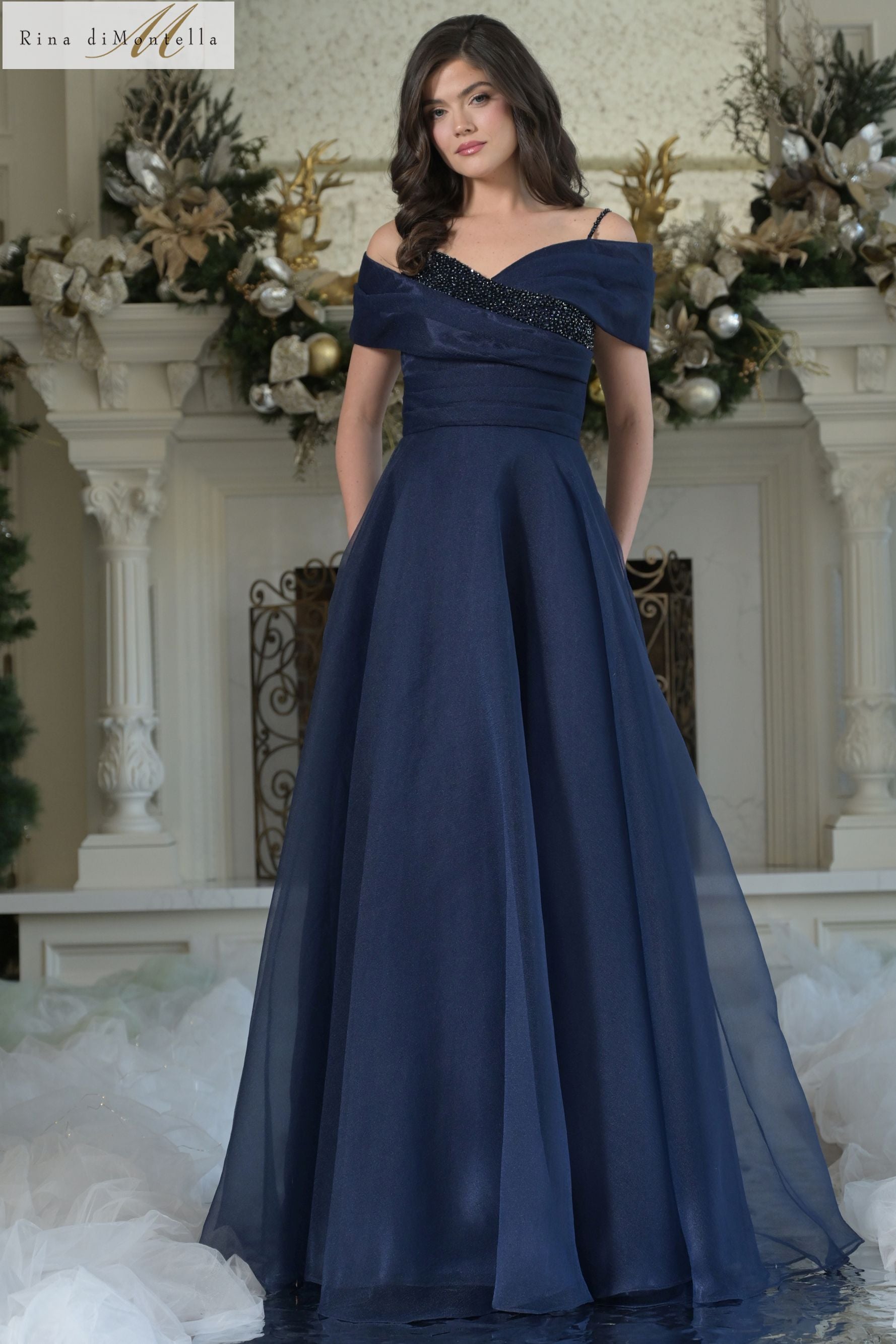 Rina Di Montella -RD3303 Beaded Asymmetrical A-line Gown