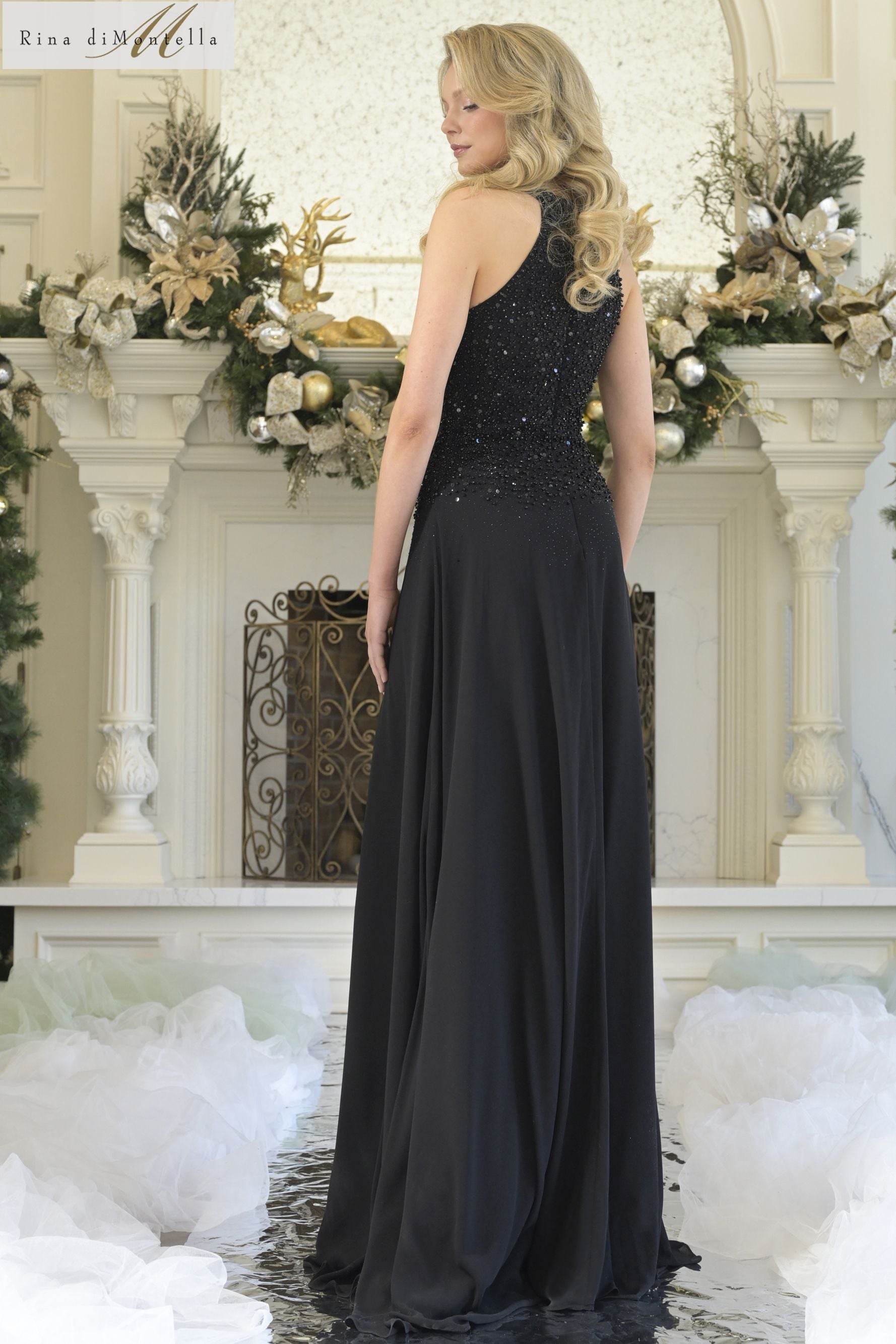 Rina Di Montella -RD3304 Beaded Halter A-line Gown