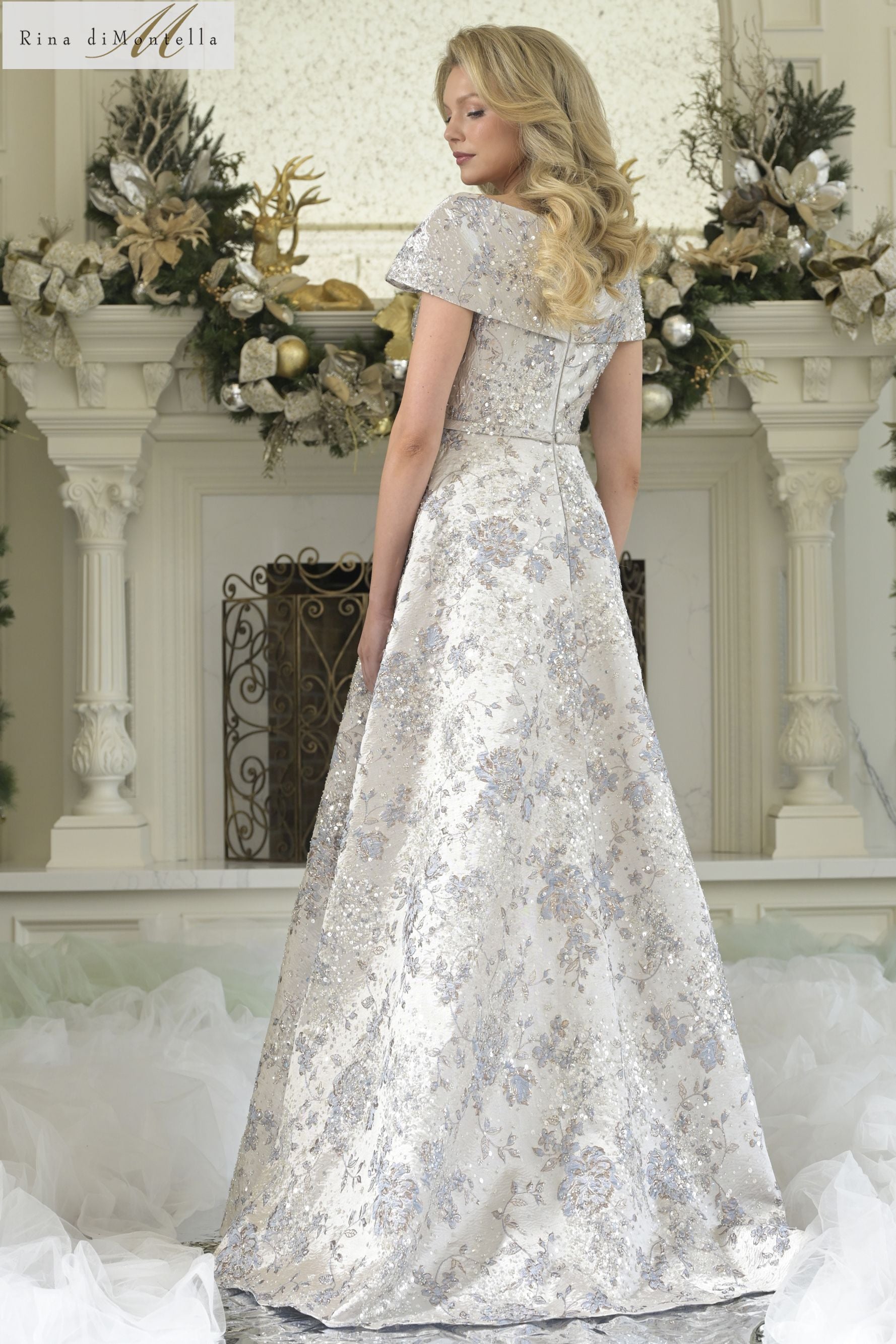 Rina Di Montella -RD3312 Off Shoulder Floral Long Gown