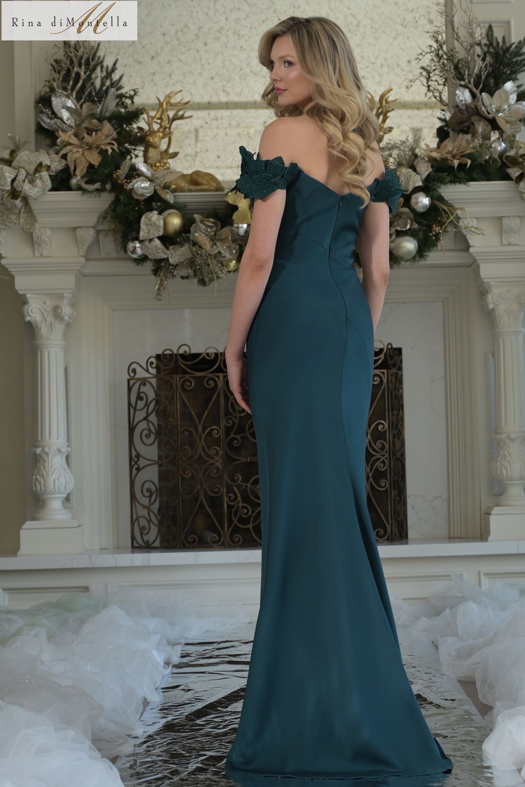 Rina Di Montella -RD3325 Floral Sleeve Sweetheart Dress