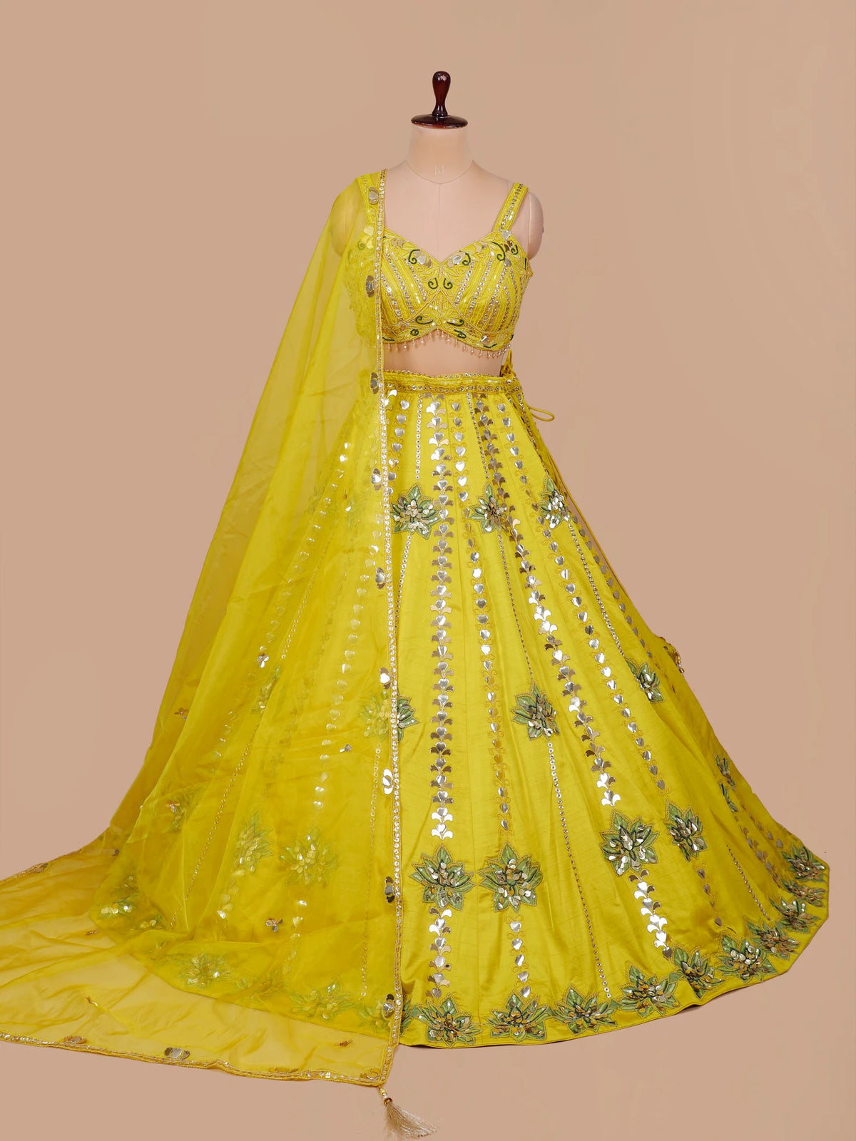 MyFashion KLS-2690 Yellow Silk Lehenga with Beads Work