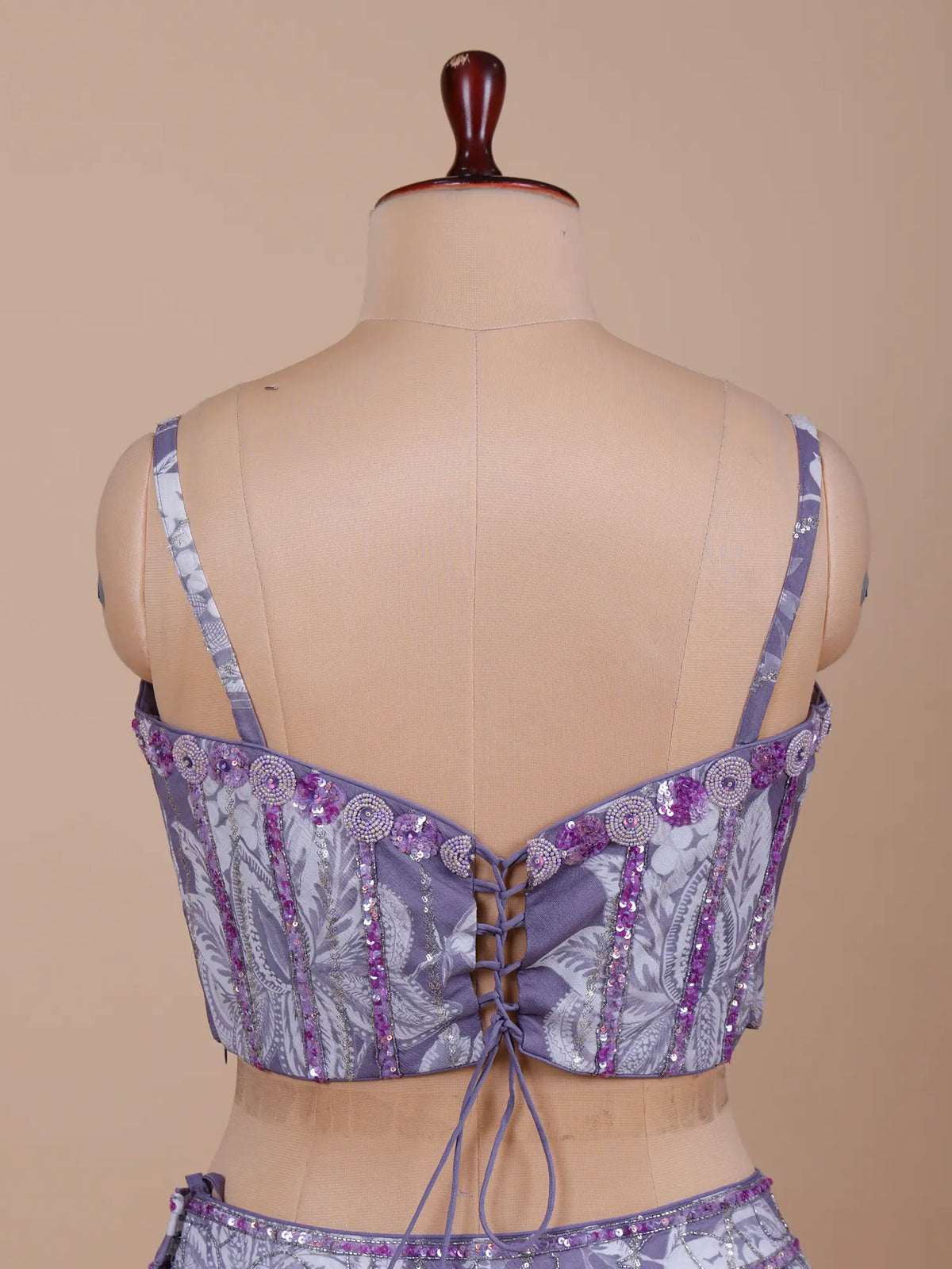 MyFashion KLS-2786 Dusty Purple Floral Crepe Silk Lehenga With Pearl Work