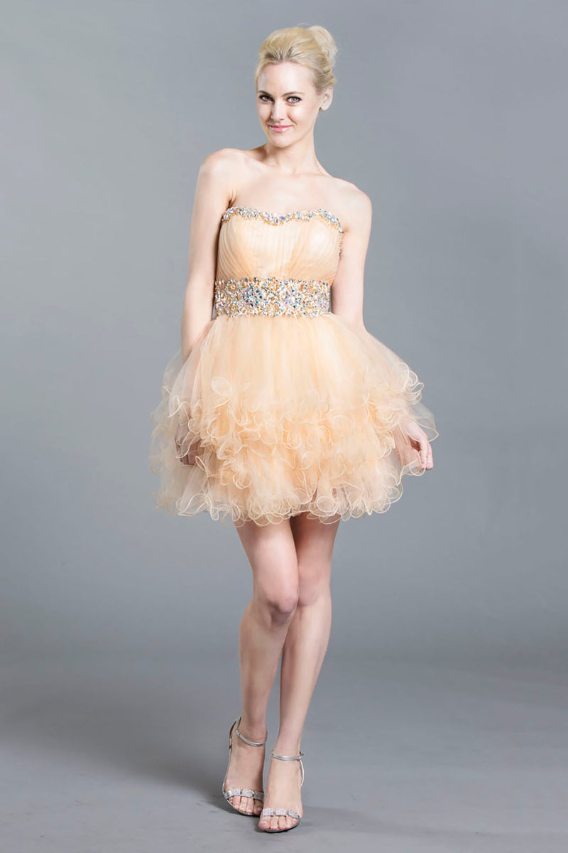 Aspeed Design -S1112 Sweetheart Beaded Tulle Short Dress
