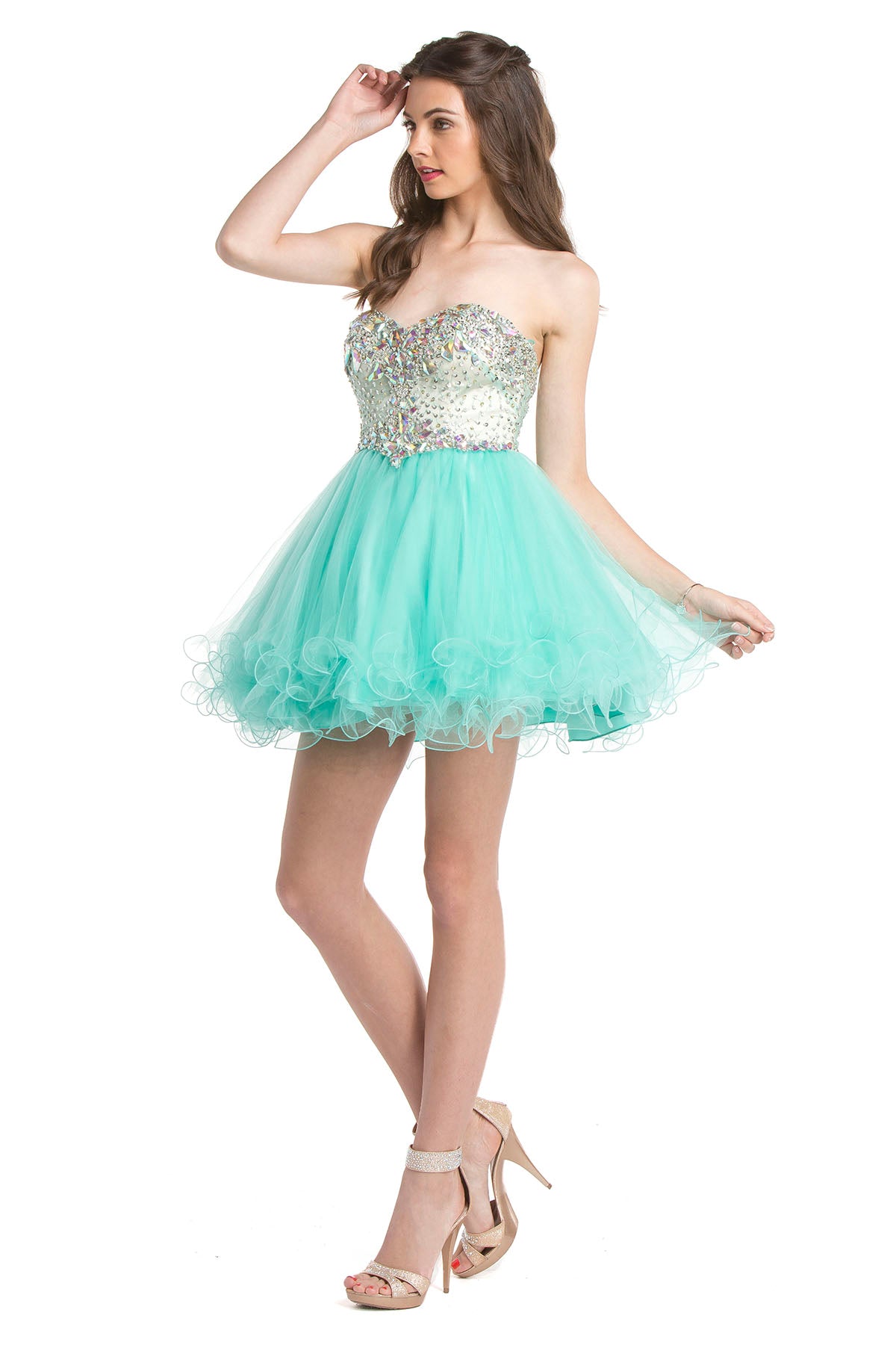 Aspeed Design -S1410 Strapless Beaded Bodice  Short Dress