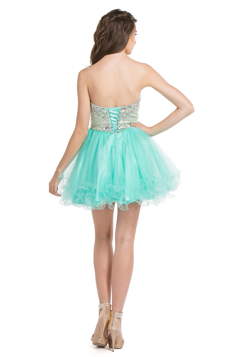 Aspeed Design -S1410 Strapless Beaded Bodice  Short Dress