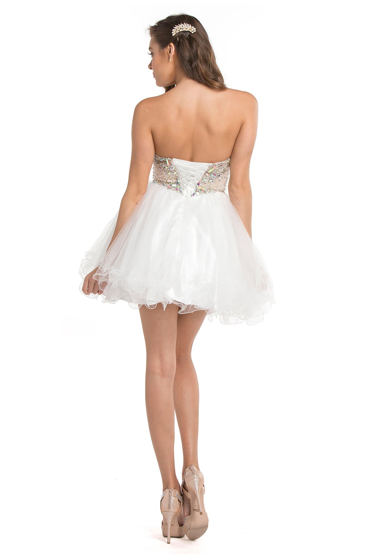 Aspeed Design -S1410 Strapless Beaded Bodice  Short Dress