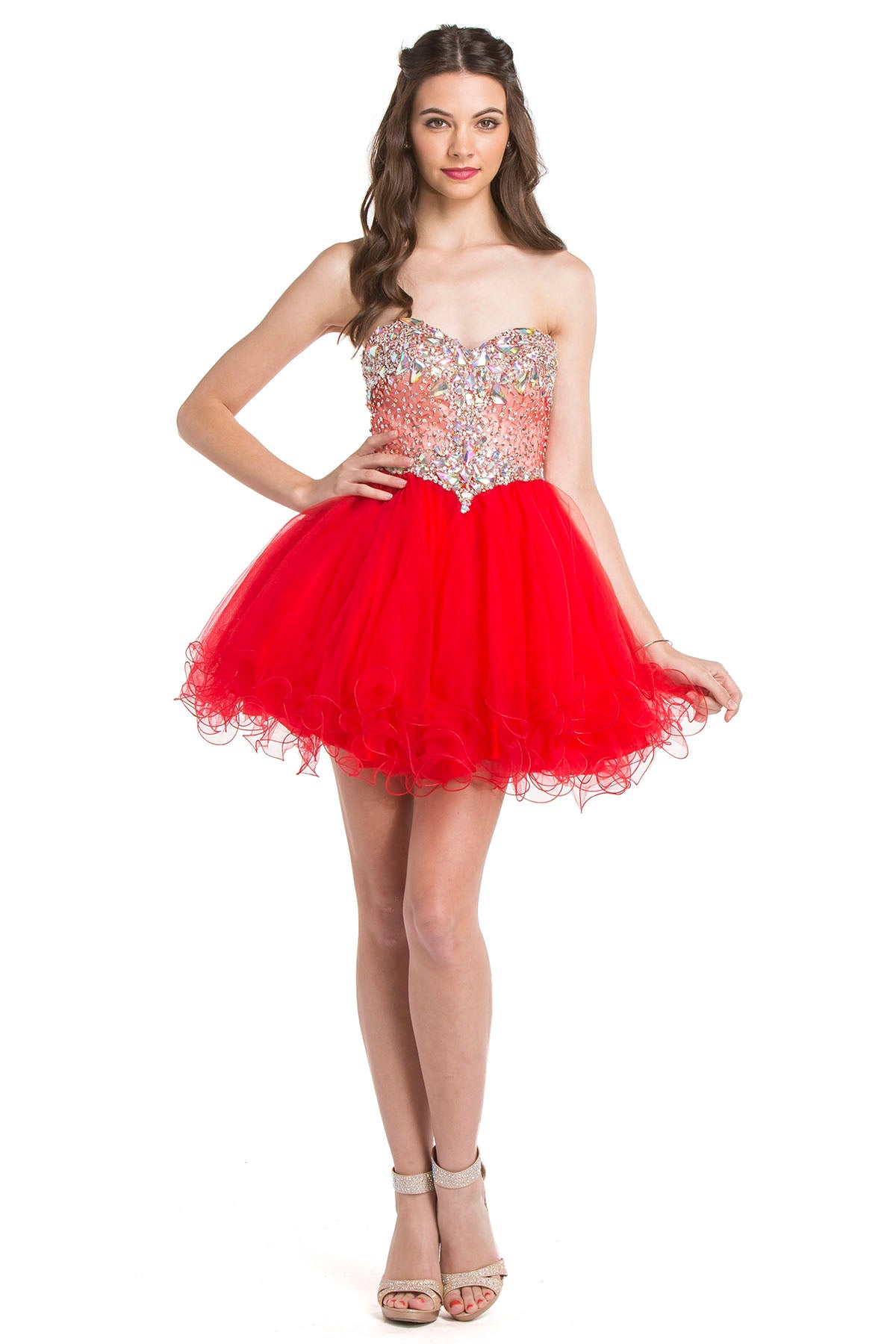 Aspeed Design -S1410 Strapless Beaded Bodice  Short Dress