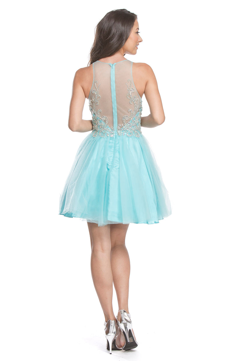 Aspeed Design -S1517 Embellished Halter A Line Dress