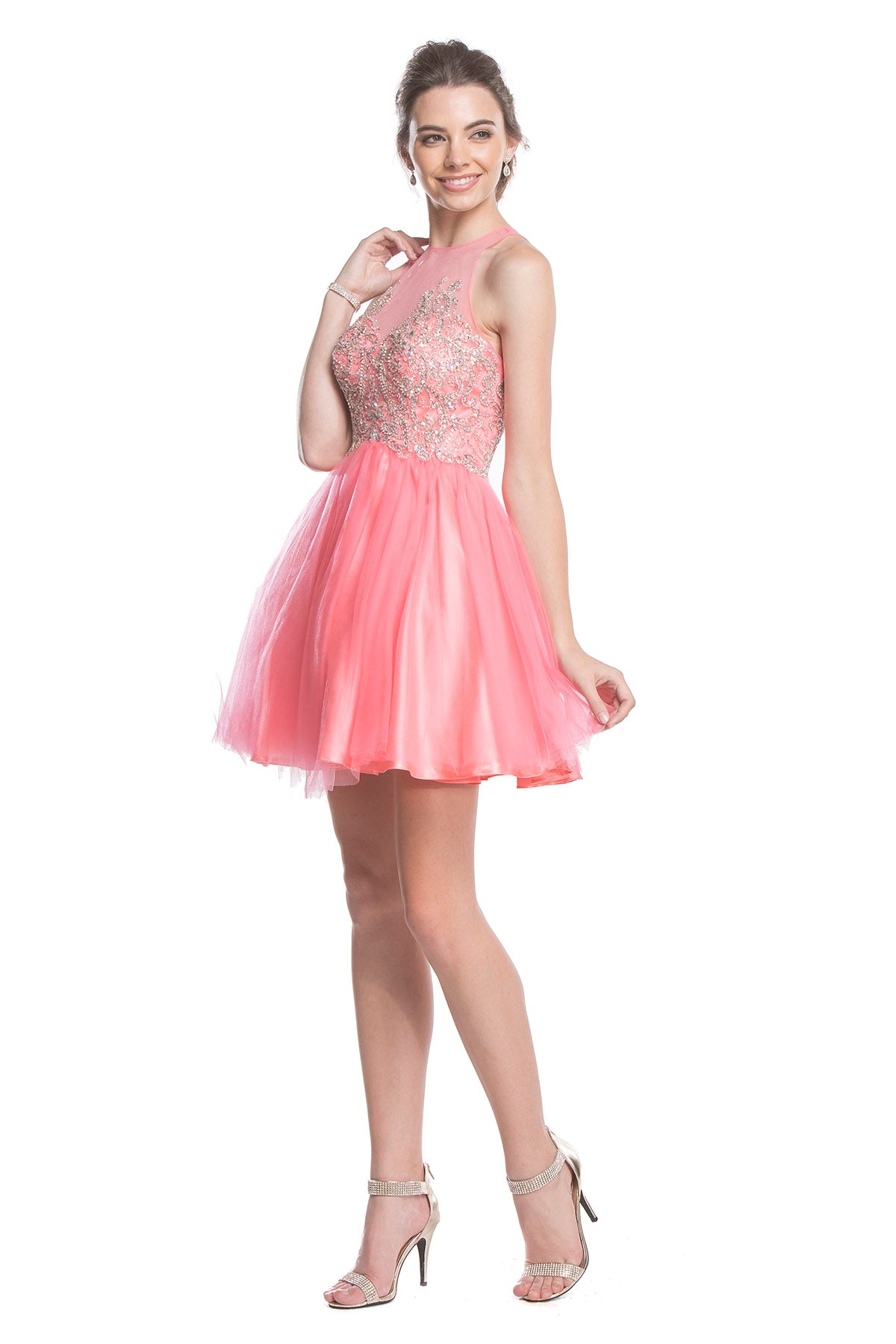 Aspeed Design -S1517 Embellished Halter A Line Dress