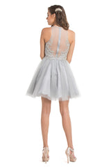 Aspeed Design -S1517 Embellished Halter A Line Dress