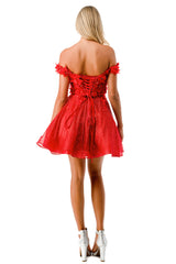 Aspeed Design -S2721 Floral Off Shoulder Short Dress