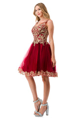 Aspeed Design -S2738J Embroidered Tulle Short Dress