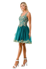 Aspeed Design -S2738J Embroidered Tulle Short Dress