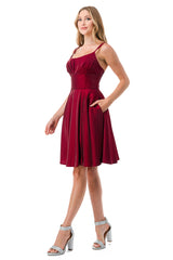 Aspeed Design -S2741M Ruched Sleeveless Short Dress